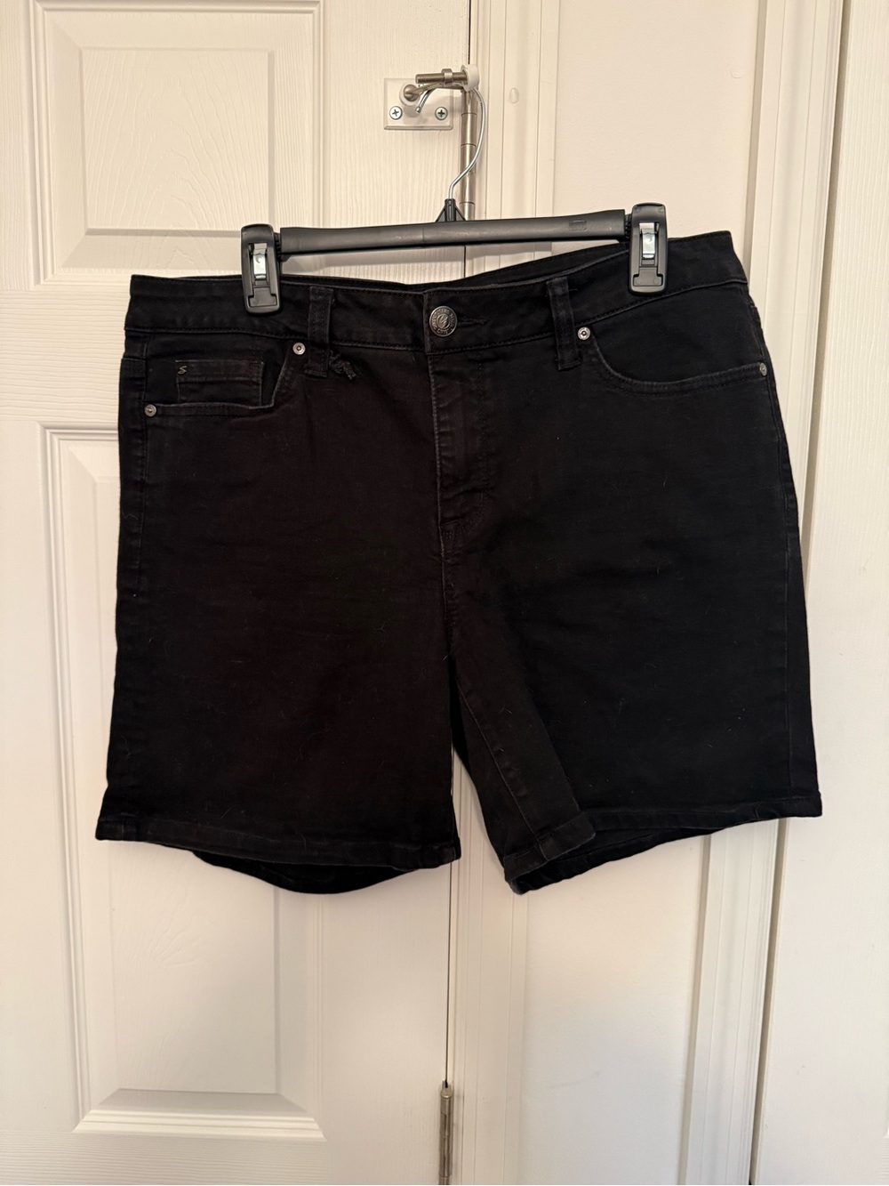 Seven7 Black High-Rise Denim Shorts